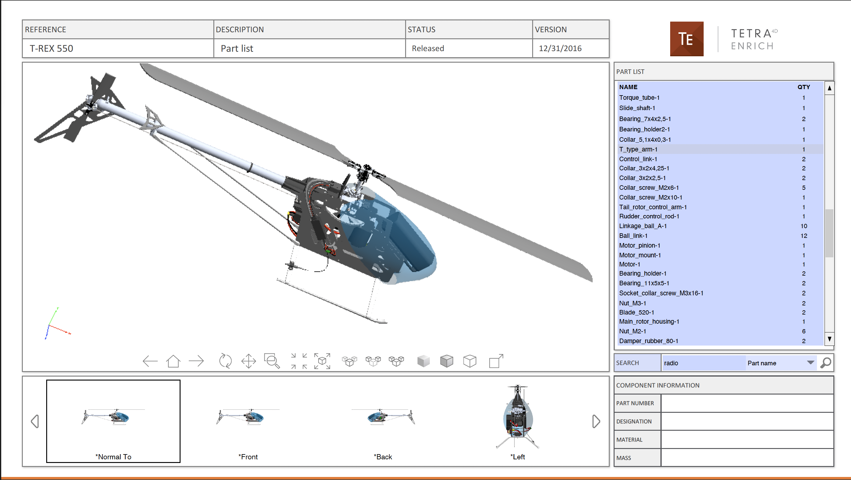 Sample PDF file with PRC 3D model of an electric helicopter.